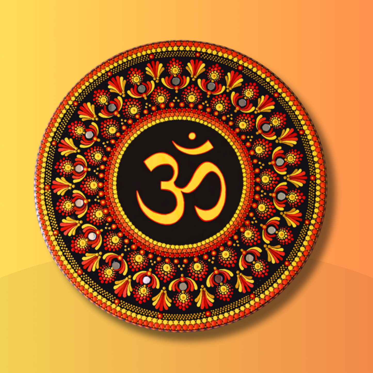 Hand-Painted Om - ॐ - Mandala Wooden Wall Art for Peace and Serenity