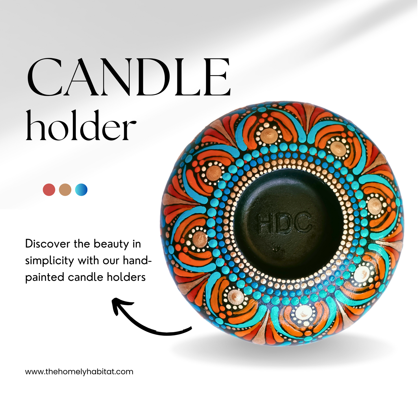 The Homely Habitat™ Handcrafted Concrete Tealight Candle Holder - Blue Red