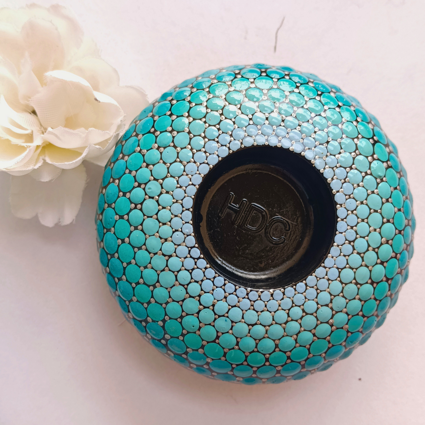 The Homely Habitat™ Handcrafted Concrete Tealight Candle Holder - Shades of Teal
