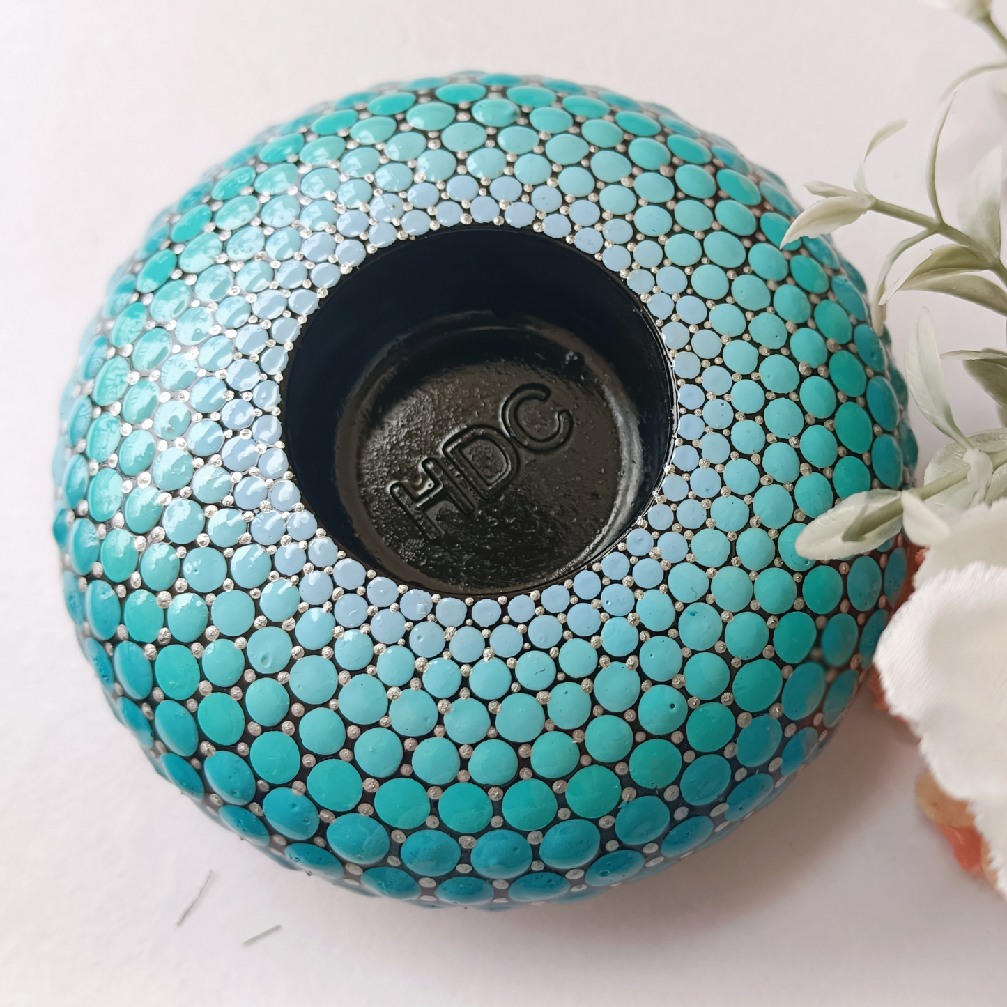 The Homely Habitat™ Handcrafted Concrete Tealight Candle Holder - Shades of Teal