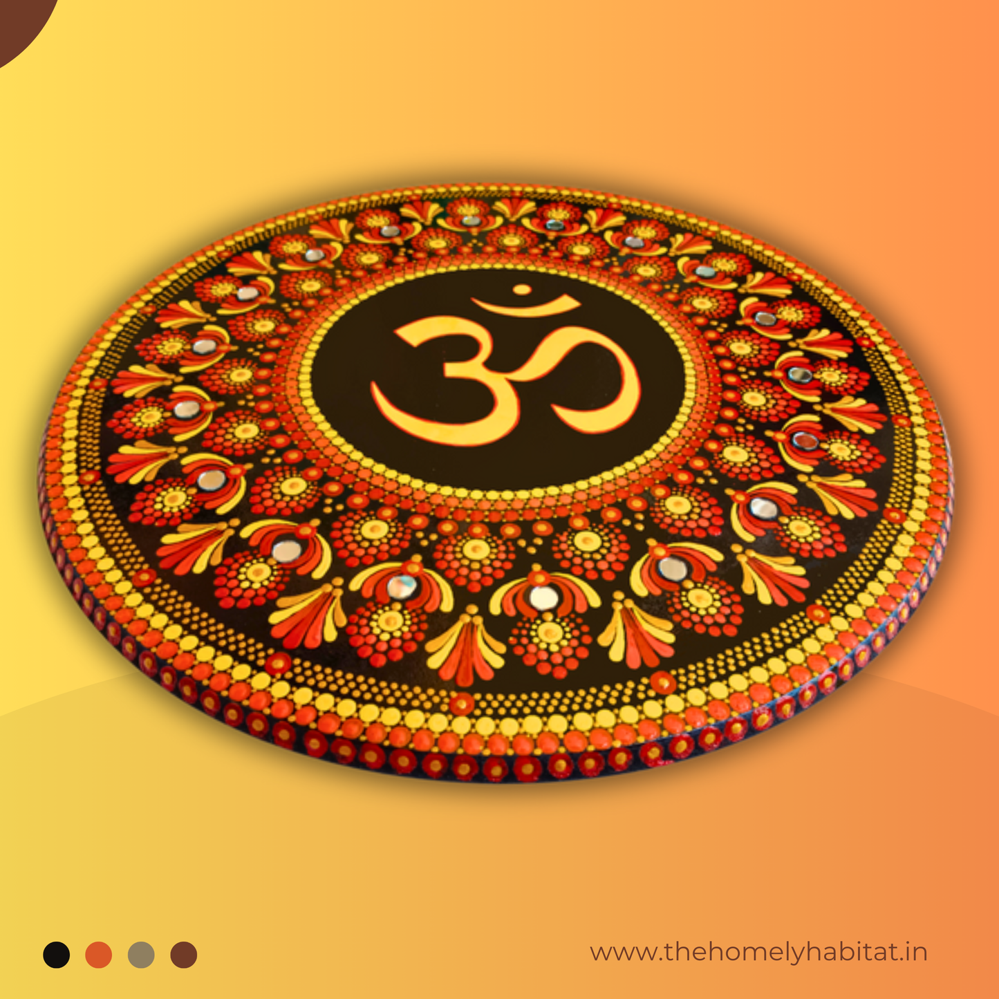 Hand-Painted Om - ॐ - Mandala Wooden Wall Art for Peace and Serenity