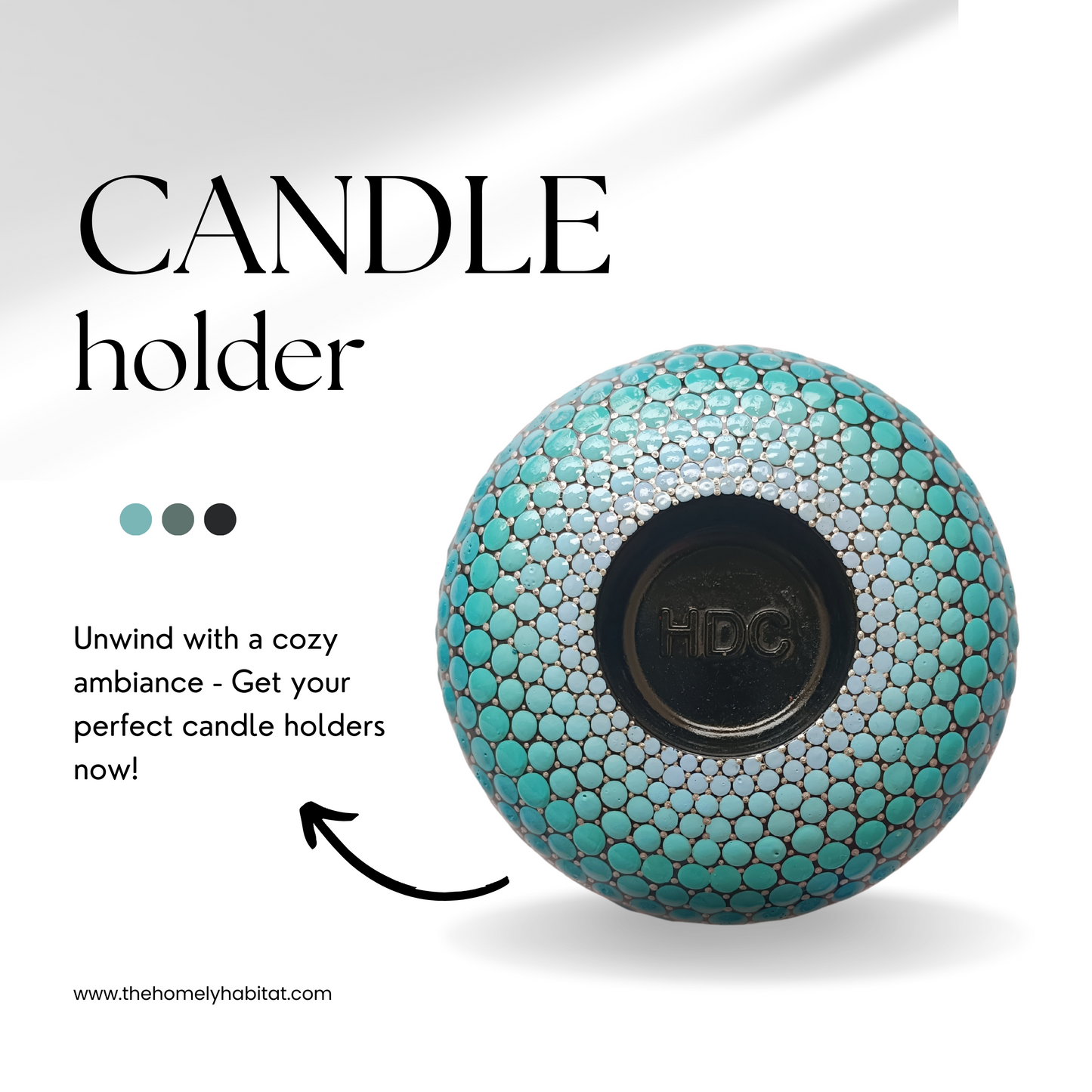 The Homely Habitat™ Handcrafted Concrete Tealight Candle Holder - Shades of Teal