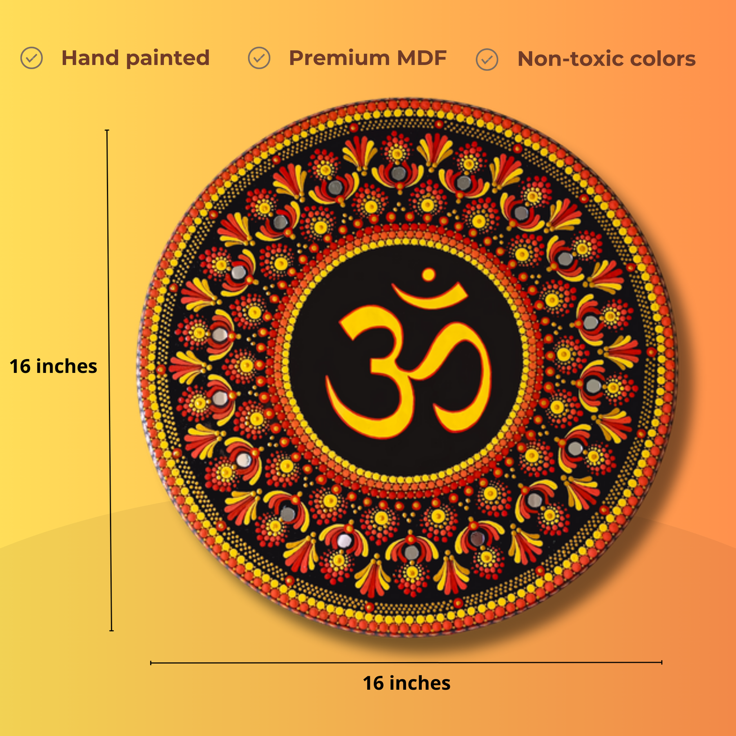 Hand-Painted Om - ॐ - Mandala Wooden Wall Art for Peace and Serenity