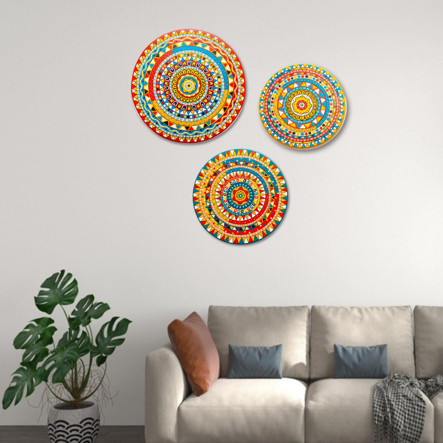 Hand-painted African Tribal Design Wooden Wall Art