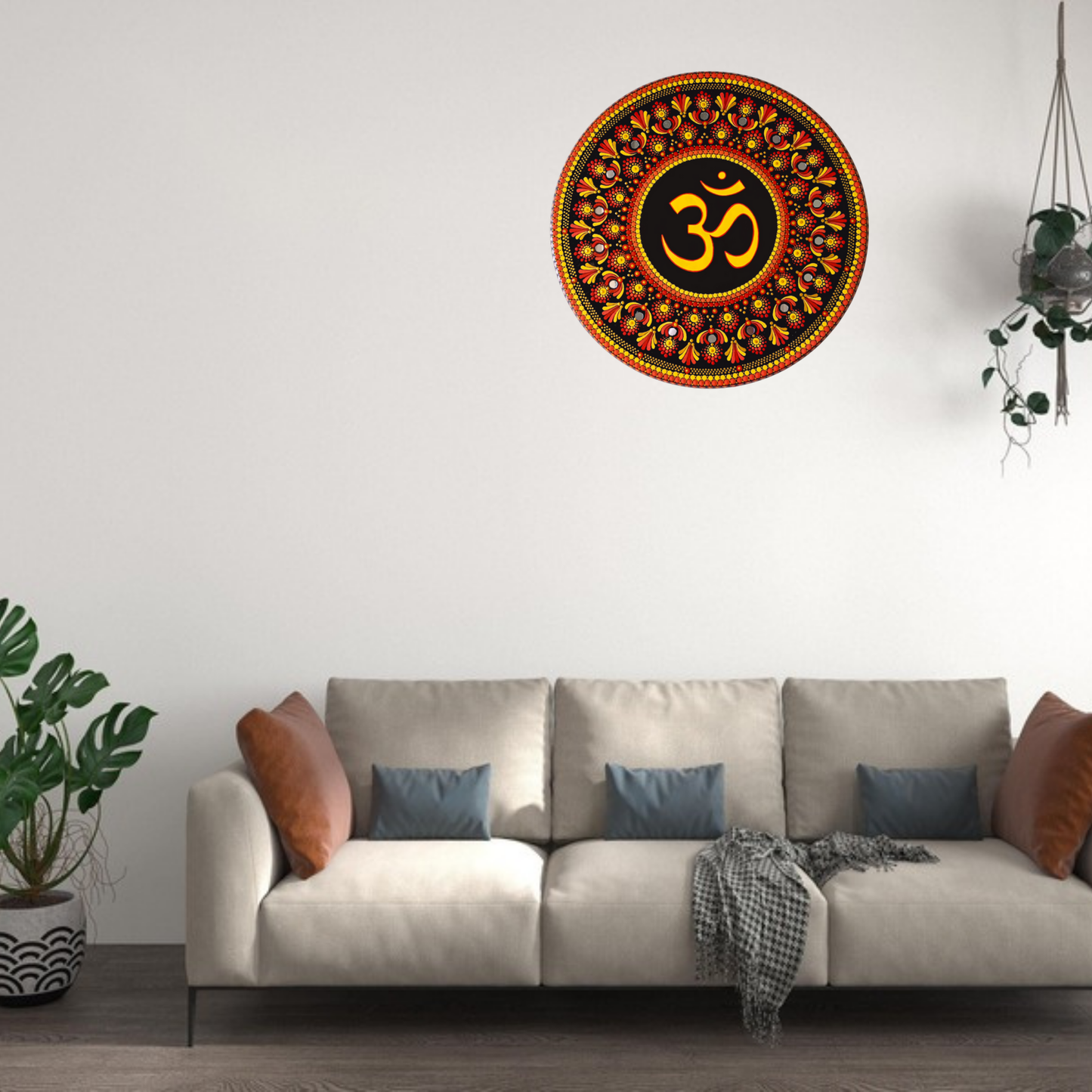 Hand-Painted Om - ॐ - Mandala Wooden Wall Art for Peace and Serenity