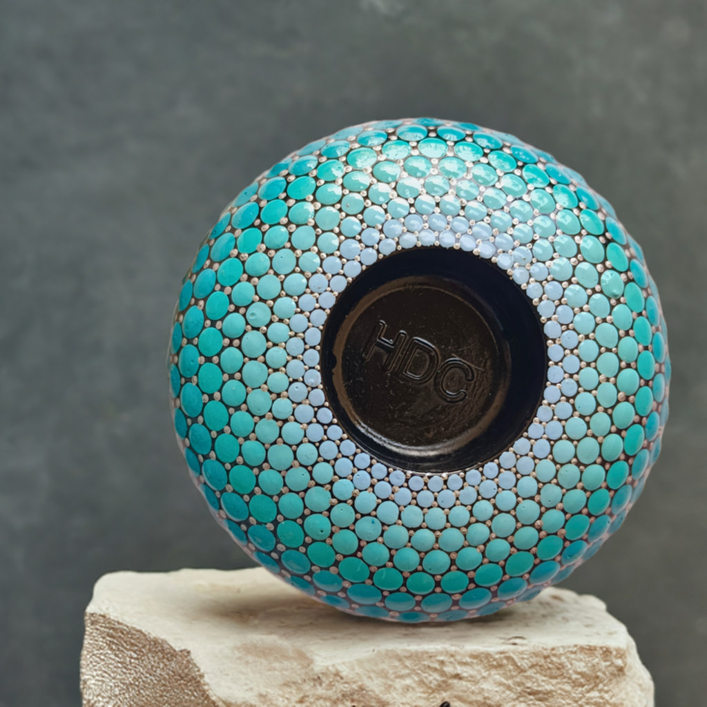The Homely Habitat™ Handcrafted Concrete Tealight Candle Holder - Shades of Teal