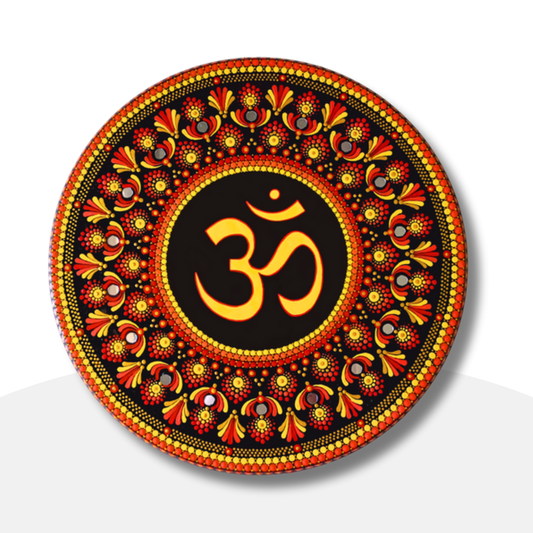 Hand-Painted Om - ॐ - Mandala Wooden Wall Art for Peace and Serenity