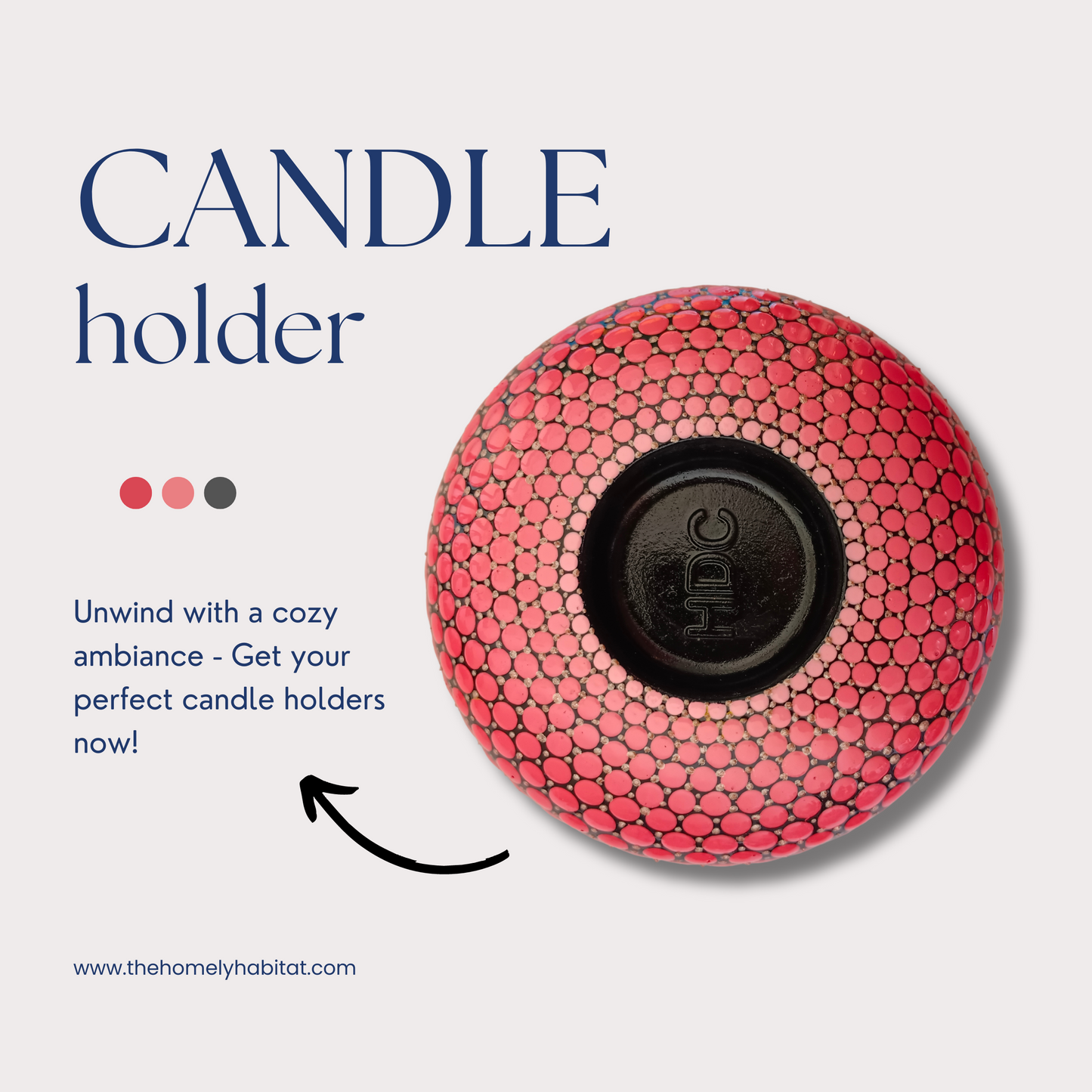 The Homely Habitat™ Handcrafted Concrete Tealight Candle Holder - Shades of Pink