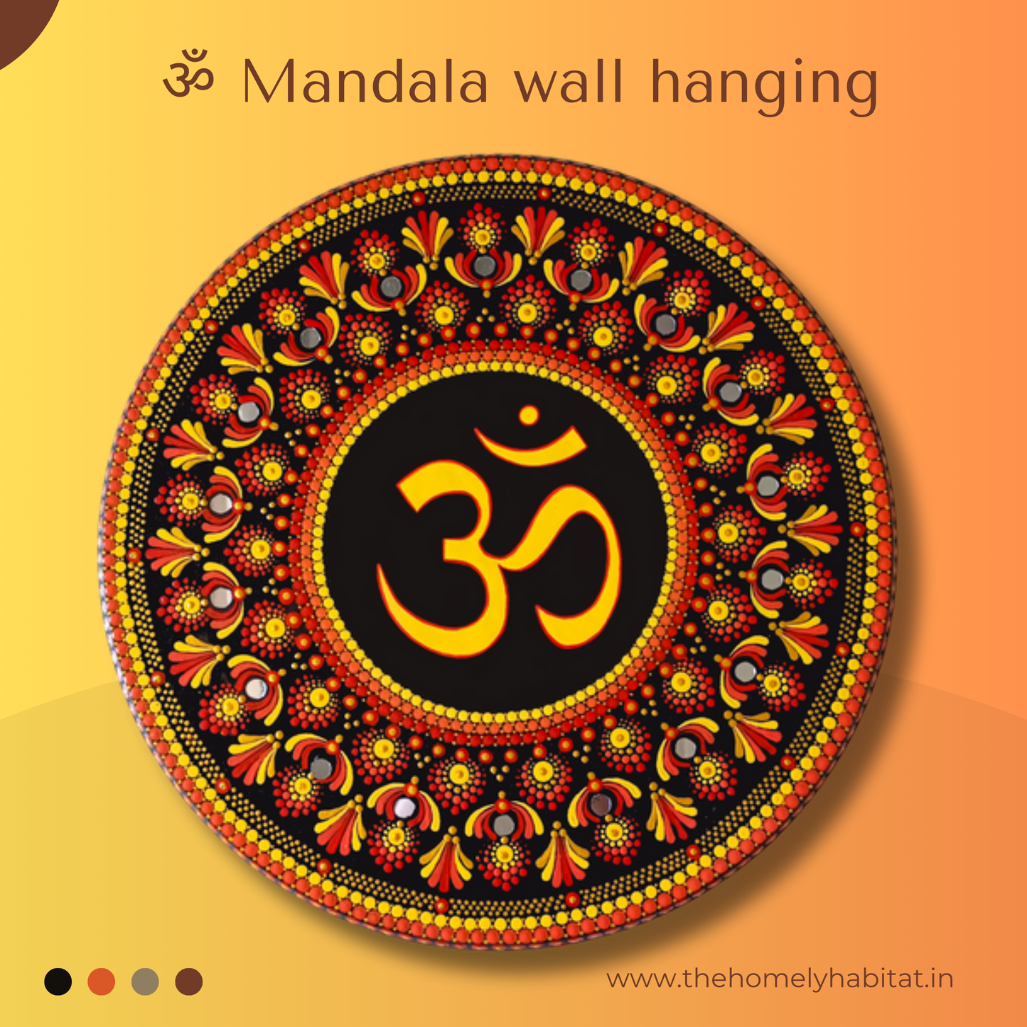 Hand-Painted Om - ॐ - Mandala Wooden Wall Art for Peace and Serenity