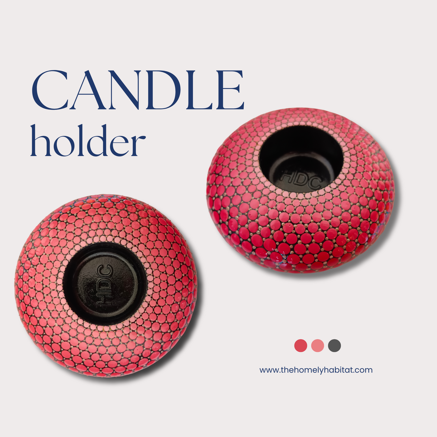 The Homely Habitat™ Handcrafted Concrete Tealight Candle Holder - Shades of Pink