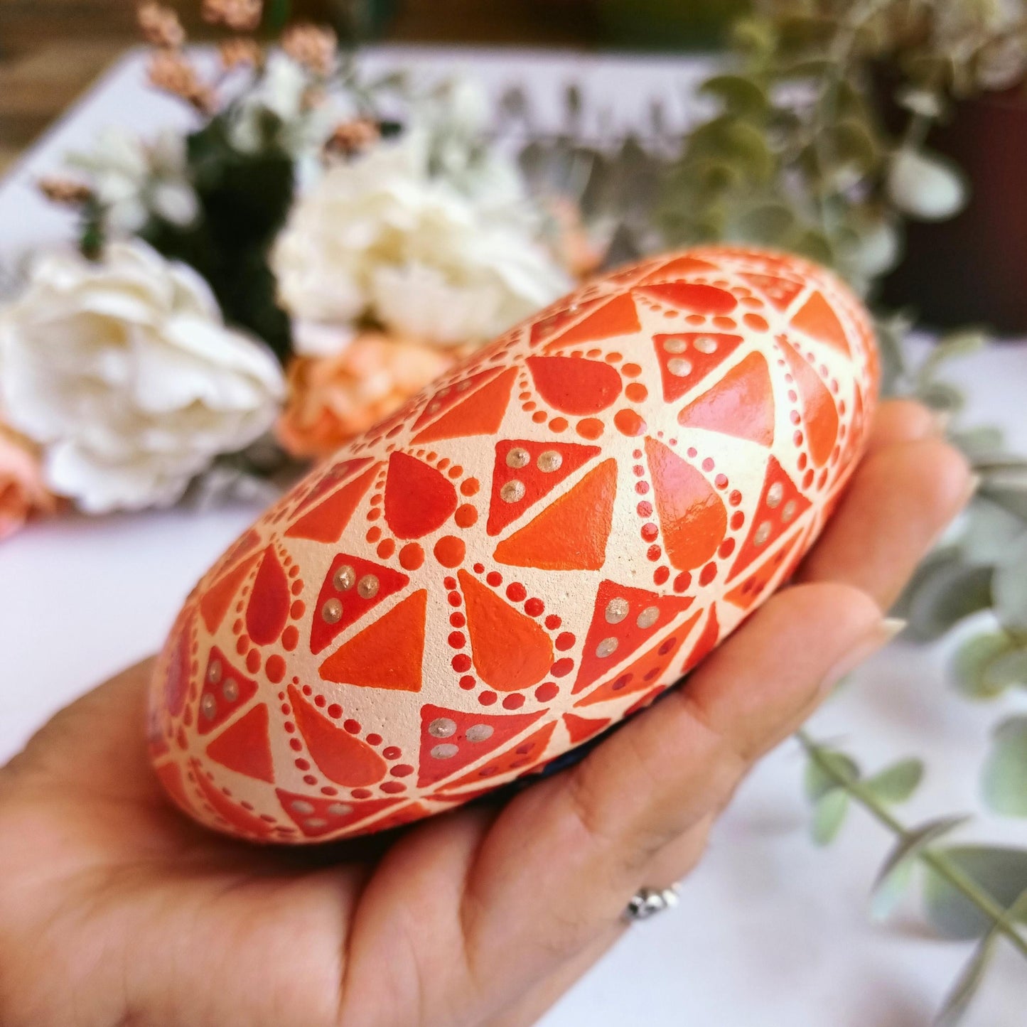 The Homely Habitat™ Handcrafted Concrete Tealight Candle Holder - Flesh Orange Red