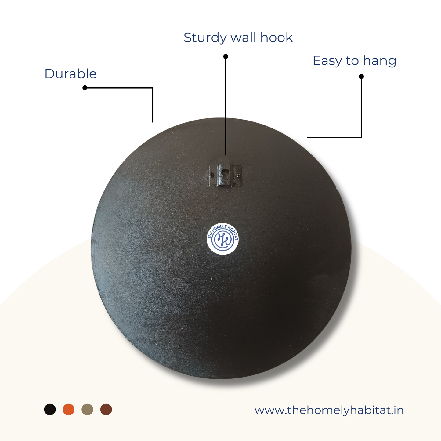 Hand Painted Warli Wooden Wall Decor  - 10 Inches Diameter - White Blue & Gold - Set of 2