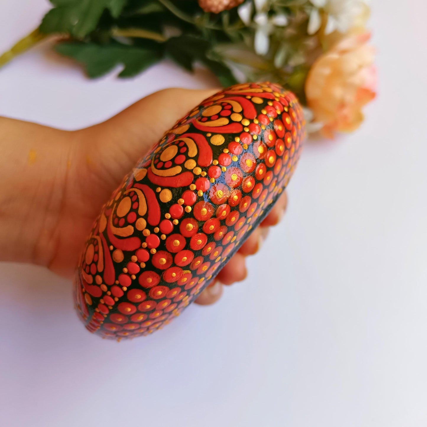 The Homely Habitat™ Handcrafted Concrete Tealight Candle Holder - Red Gold